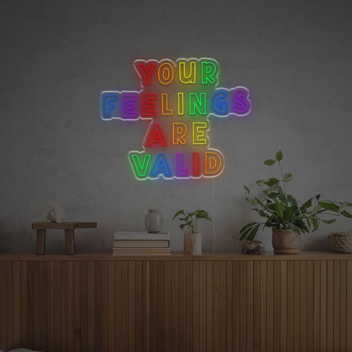 Elevate your home, office, or wedding ambiance with Your Feelings Are Valid LED Neon Sign.
