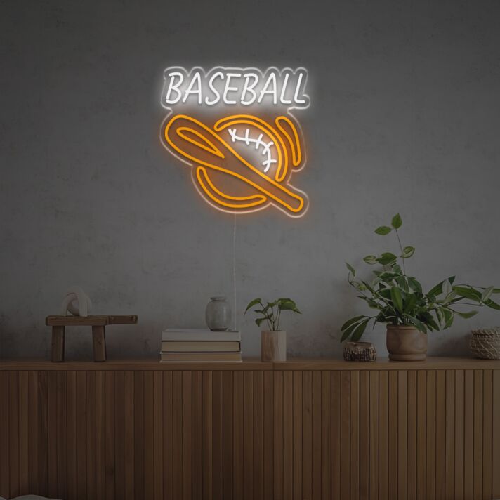 Brighten Up Your Game Room, Bar, or Sports Fan Cave with the Baseball LED Neon Sign.