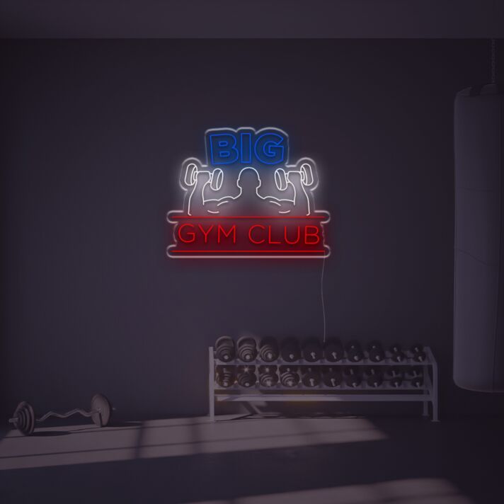 Brighten Up Your Gym, Office, or Bar Ambiance with the Big Gym Club LED Neon Sign.