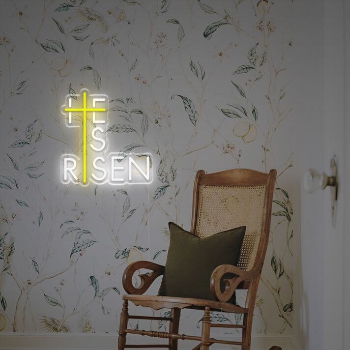 Brighten Your Space: He Is Risen LED Neon Sign - Perfect for Home, Church, and Easter Celebrations.