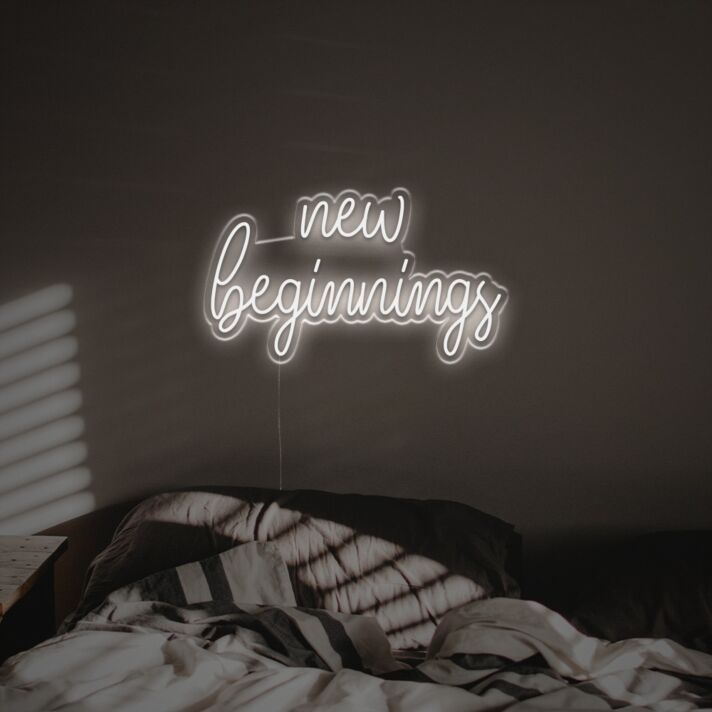 Brighten Your Special Moments: New Beginnings LED Neon Sign for Weddings, Celebrations, and Cozy Home Vibes.