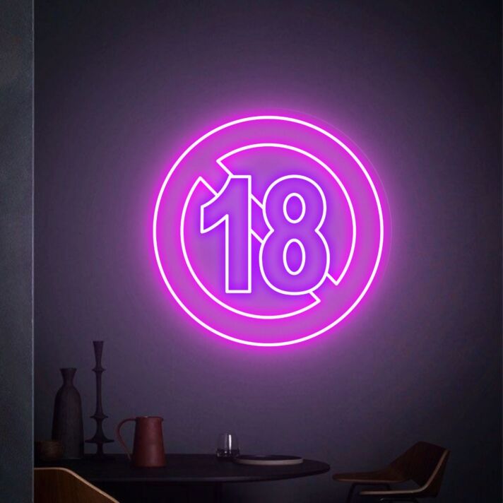 Elevate your entertainment space with 18 Neon Sign Adults Only Neon Sign, perfect for bars, game rooms, and exclusive parties.