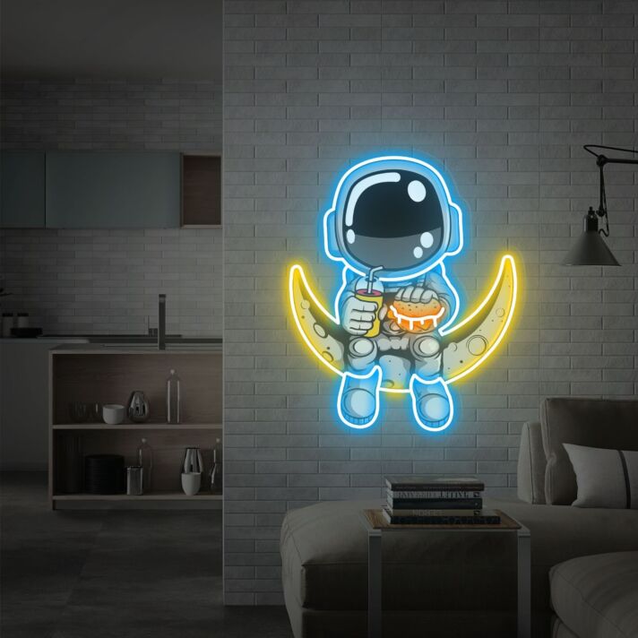 Brighten Up Your Space: Astronaut Hamburger UV Neon Sign for Bars, Bedrooms, and Parties