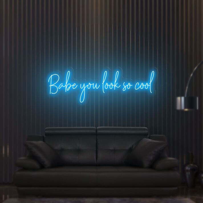 Transform Your Space into a Vibrant Oasis: Babe You Look So Cool Flex Neon Sign - Perfect for Home Decor, Office Ambiance, and Livening Up Bars, Stores, and Nightclub Walls.