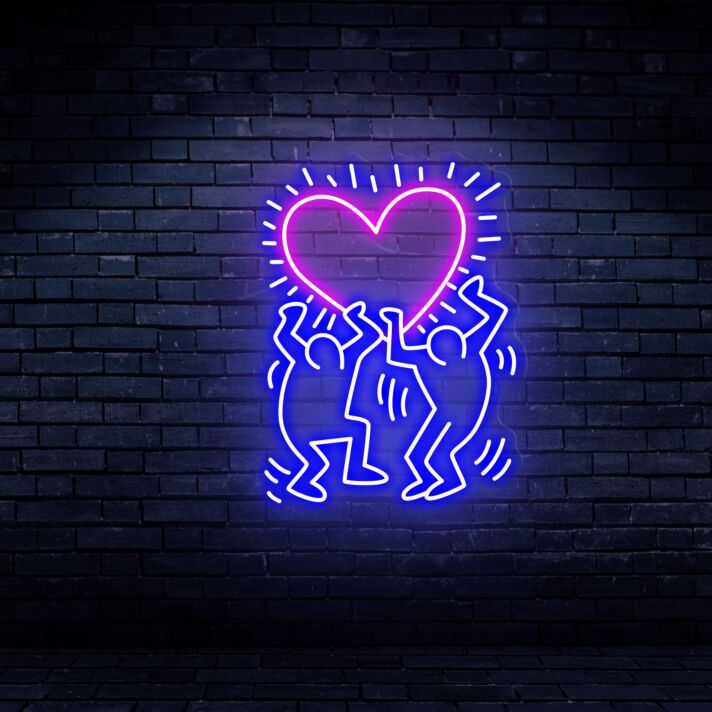 Brighten Your Space: Keith Haring Love Art Neon Sign Handmade Neon Lights, Perfect for Home Decor, Office Enhancements, and Bar Ambiance.
