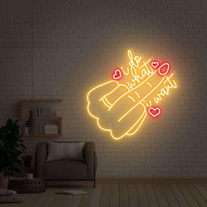 Express Uniqueness in Your Space: Middle Finger I Do What I Want Neon Sign for Bold Home Decor, Game Rooms, Bars, and Edgy Office Environments