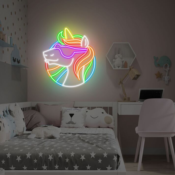 Brighten Your Child's Room or Celebrate in Style with the Rainbow Unicorn Neon Sign - Perfect as Christmas Gifts, Kids' Room Decor, or Adding a Magical Touch to Weddings and Parties.