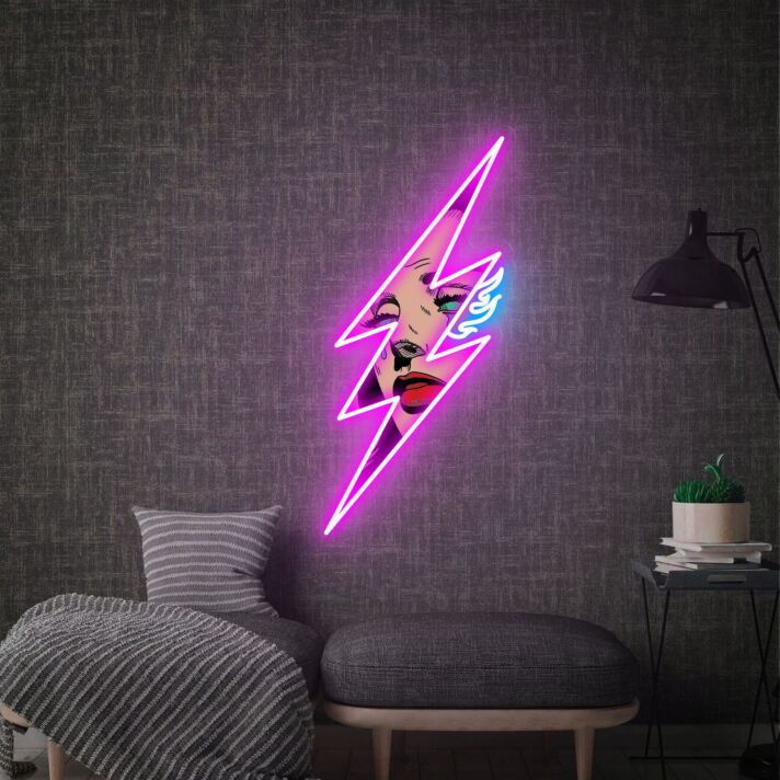 Brighten Up Your Bar or Man Cave with the Dazzling Sex Girl And Lightning Beautiful Woman Led UV Neon Sign.