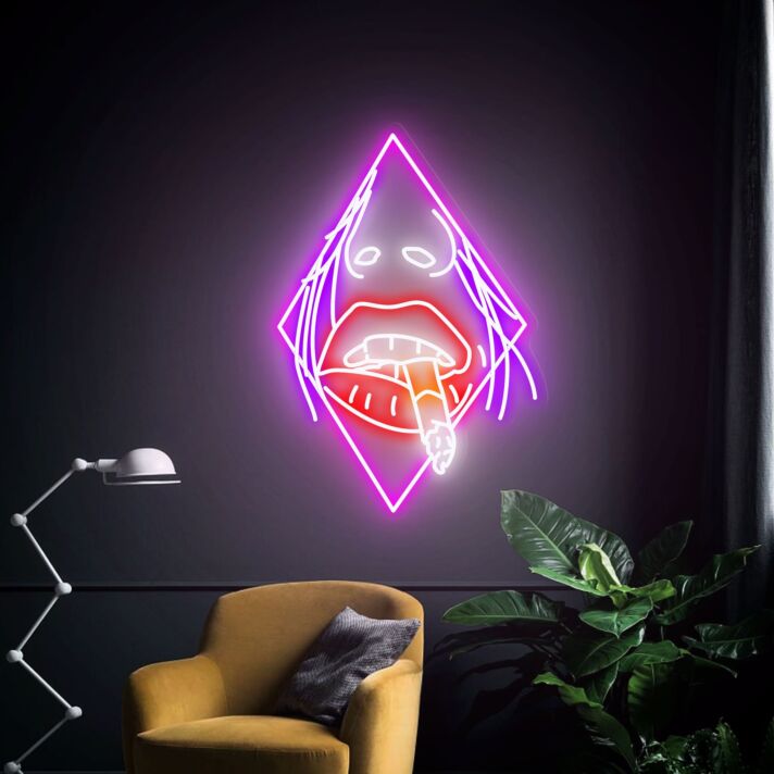 Enhance Your Bar, Office, or Home Ambiance with the Unique Smoking Woman Neon Sign - A Perfect Blend of Artwork and Handmade LED Personalized Gifts Ideal for Weddings, Parties, and Store Decorations.