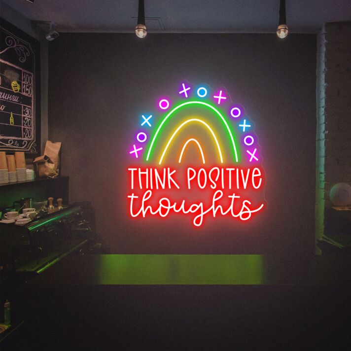 Brighten Up Your Space: From Home Offices to Parties, Let the Think Positive Thoughts Neon Wall Art Led Neon Sign Elevate Your Decor.