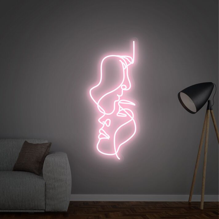 Brighten Up Any Space: Two Face Neon Sign, Ideal for Home Decor, Office Ambiance, Bars, Cafes, and Vibrant Weddings or Parties.