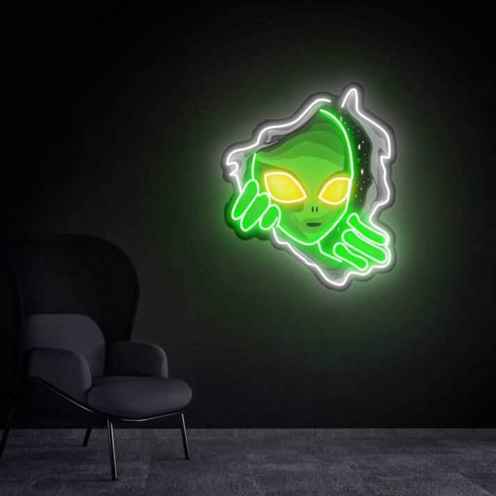 Transform Your Space: Acrylic Board Rip Apart The Starry Sky Alien Led Uv Led Neon Sign - Perfect for Bars, Gaming Rooms, and Sci-Fi Themed Events.
