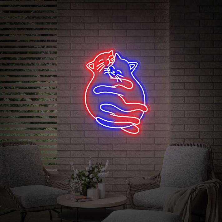 Brighten Up Your Space: Perfect for Office, Home, and Wedding Ambiance with Hug Cat Led Neon Sign Animal Bedroom Decor.