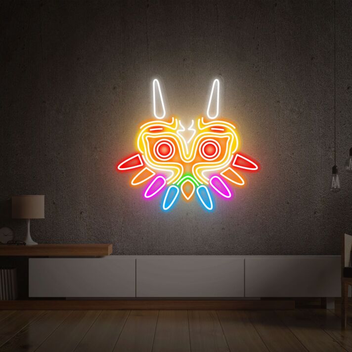 Add a Legendary Glow to Your Gaming Space, Bar, or Party with the Majora's Mask LED Neon Sign - Perfect for Zelda Fans and Event Decorations.