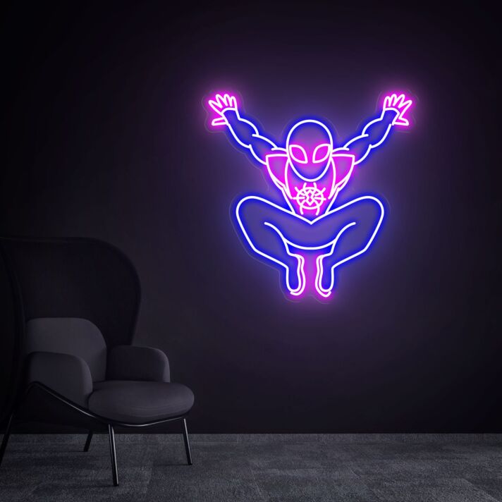 Brighten Your Child's Room or Superhero-Themed Parties with Miles Morales Spiderman Led Neon Sign Wall Art Superhero Decor.