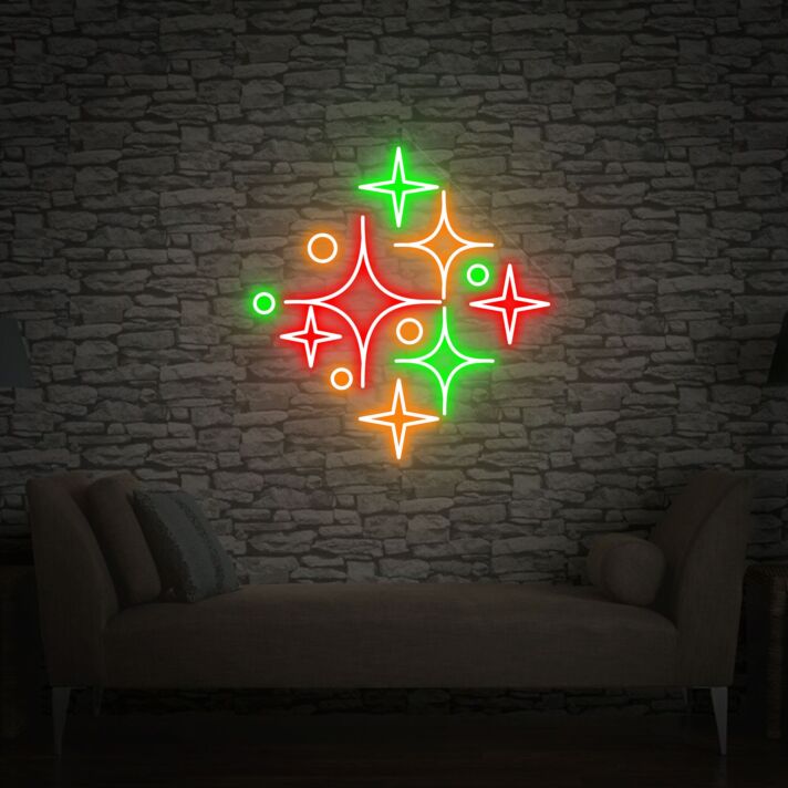 Brighten Up Your Kids' Room, Play Area, and Birthday Celebrations with Sparkle Stars LED Neon Sign Decor.