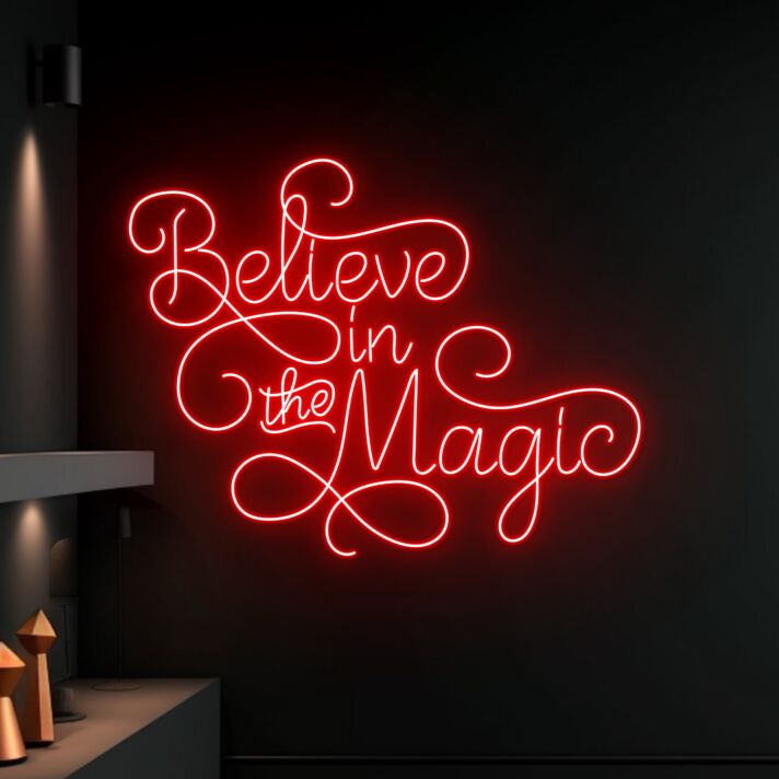 Brighten Up Your Celebrations and Spaces: Believe In The Magic Led Neon Sign for Weddings, Parties, and Cozy Home Decor