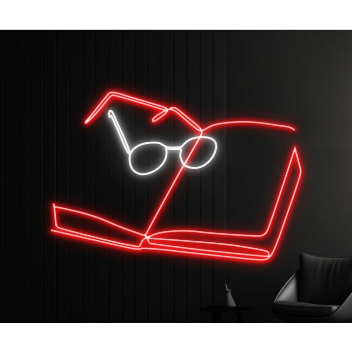 Brighten Up Your Reading Nook and Add Flair to Book-Themed Parties with the Book With Glasses Led Neon Sign Book Hanging Led Neon Lightbook Lover Deco.
