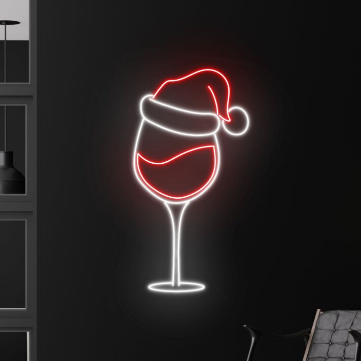 Add Festive Cheer to Your Home, Office, and Holiday Parties with the Champagne Christmas Hat LED Neon Sign - Perfect for Creating a Merry Atmosphere!