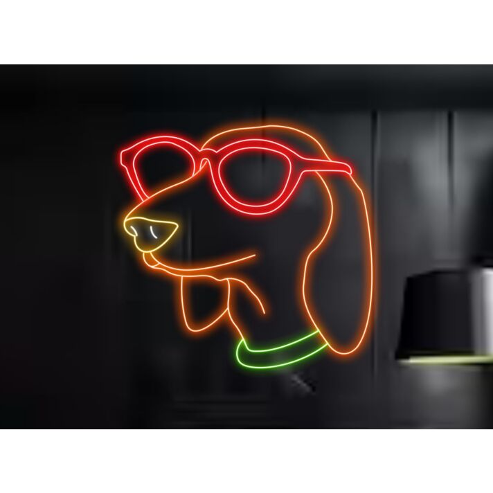 Enhance Your Home, Bar, or Store Ambiance with the Cool Dachshund Wearing Glasses LED Neon Sign