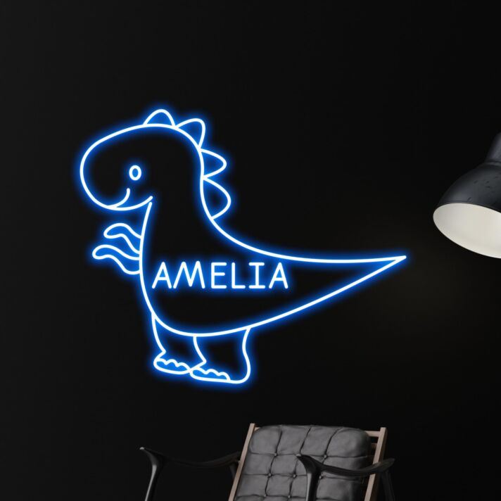 Brighten Your Child's Room and Celebrate in Style with Dinosaur Led Sign Dinosaur Custom Name Children Led Neon Sign for Bedrooms, Playrooms, and Birthday Parties.