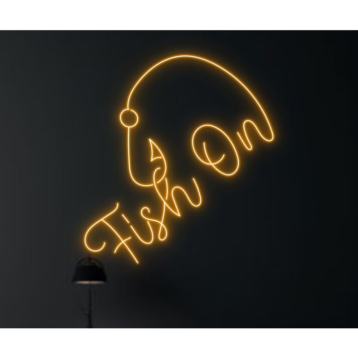 Brighten Up Any Space: Fish On Led Neon Sign - Perfect for Home Decor, Offices, Stores, Bars, Weddings, and Parties for Sea Animal Enthusiasts and Fishing Fans.