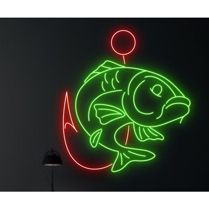 Brighten Up Your Home, Office, or Coastal Bar with the Fishing Led Neon Sign - A Perfect Touch for Sea Animal Lovers and Celebrations