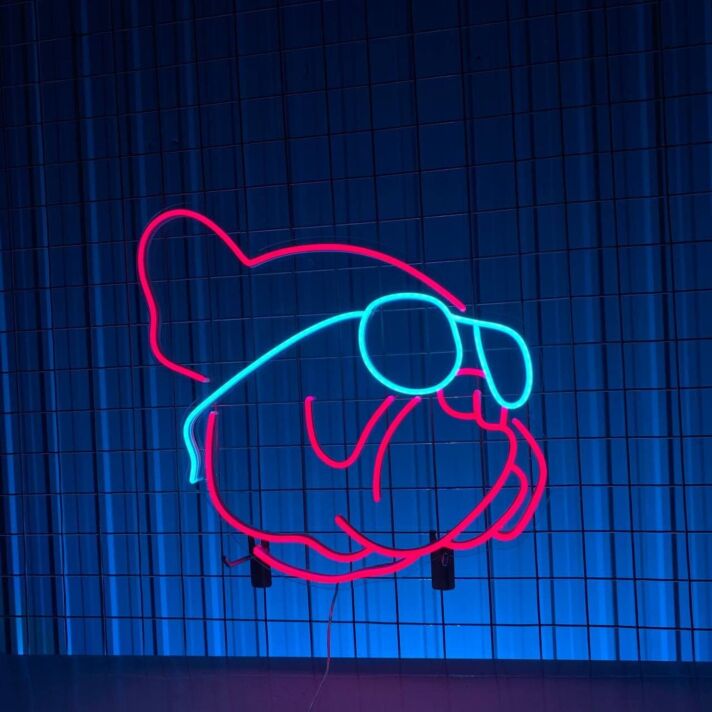 Brighten Your Space: France Bulldog Wearing Glasses Led Neon Sign for Bars, Home Decor, and Festive Celebrations