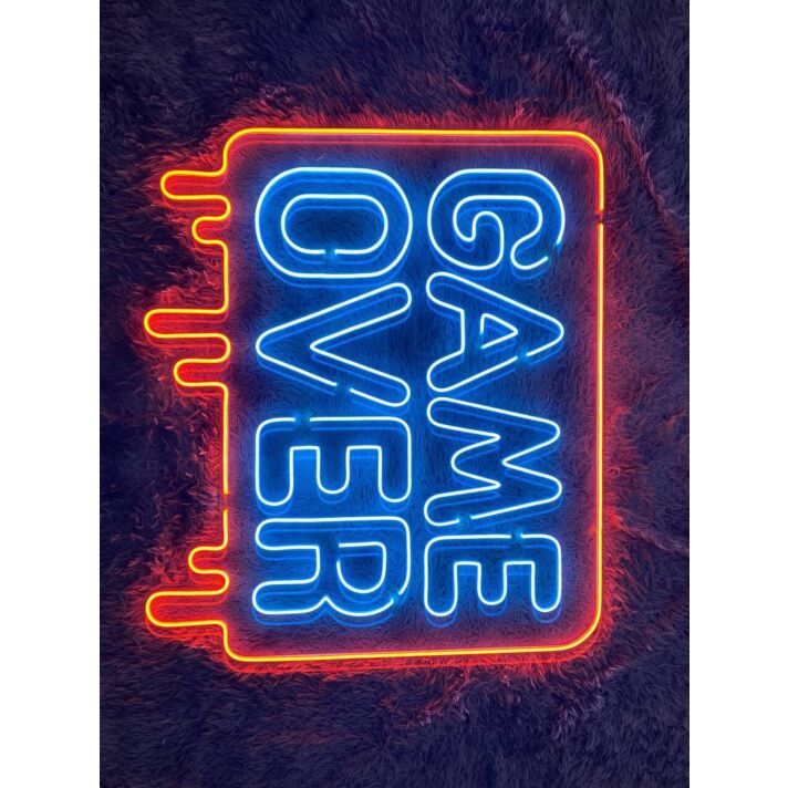 Elevate Your Gaming Space with Game Over Led Neon Sign - Ideal for Arcade, Bar, Man Cave, and Game Room Decoration.