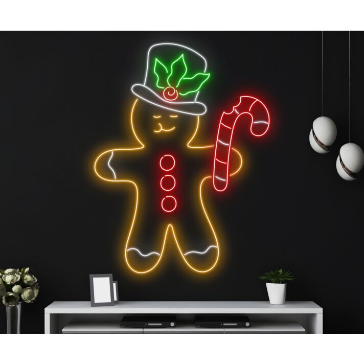 Brighten Your Festive Season: Ideal for Home, Office, and Christmas Party Ambiance with Gingerbread Led Neon Sign Christmas Decor Neon Light.
