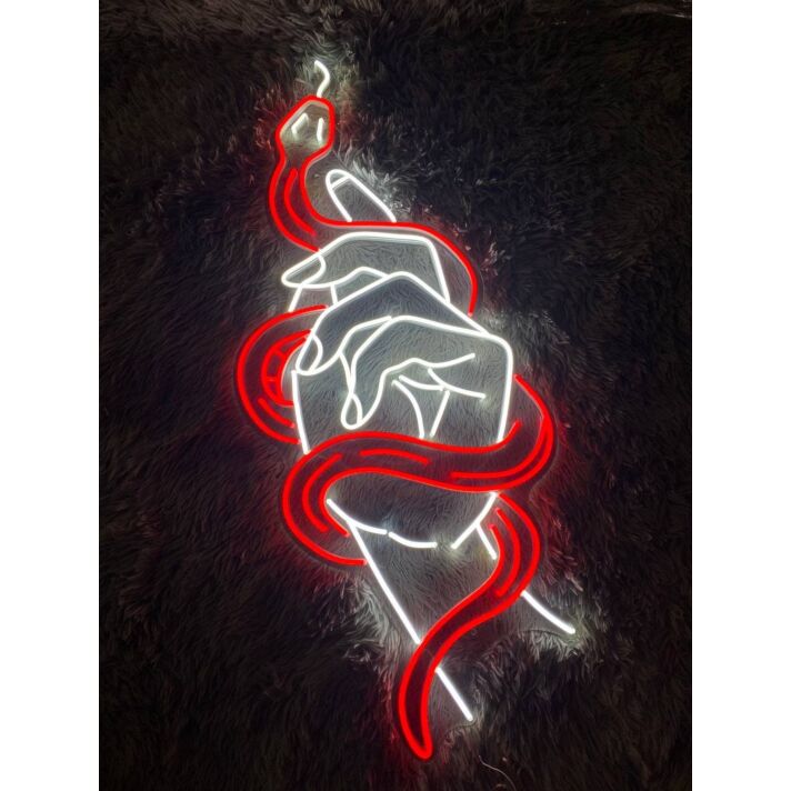 Brighten Your Christmas Festivities and Elevate Home, Office, and Event Spaces with the Hand Holding Snake Led Sign Custom Snake Neon Light.
