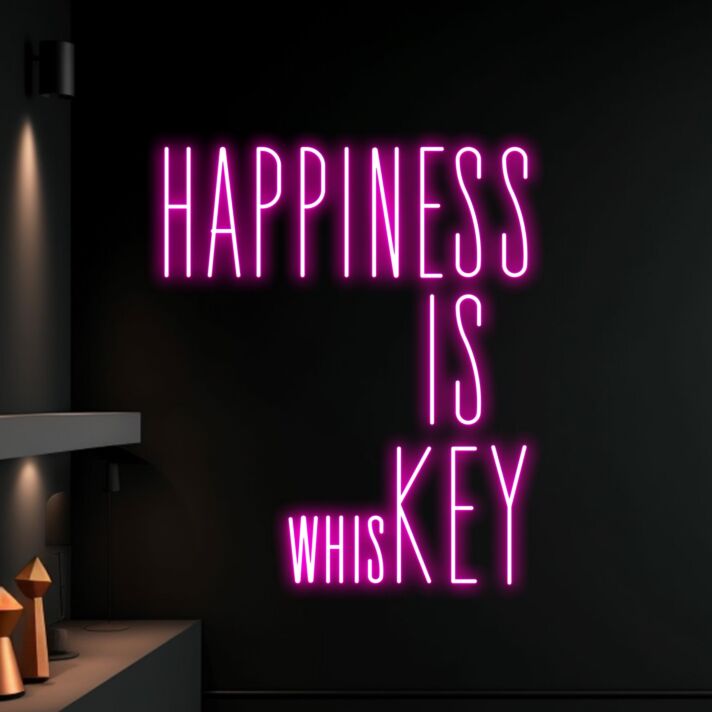 Brighten Your Bar, Home, and Celebrations with the Happiness Is Whiskey Led Neon Sign - Perfect for Whiskey and Wine Connoisseurs.