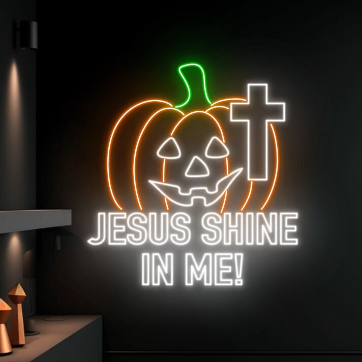 Brighten Your Celebrations: Jesus Shine In Me Led Neon Sign Thanksgiving Pumpkin Sign Custom Pumpkin for Home, Office, Store Decor, and Special Events like Weddings and Parties.
