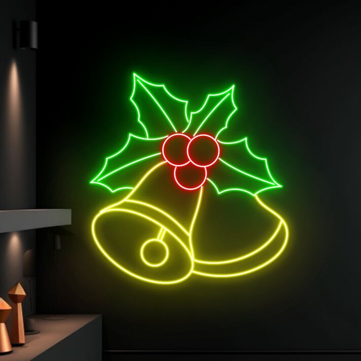 Add a Festive Spark to Your Holiday Decor, Office, or Storefront with the Jingle Bells Christmas Led Neon Sign.