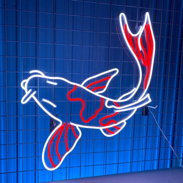 Enhance Your Space: Koi Fish Custom Led Sign for Elegant Home Decor, Vibrant Office Atmosphere, Storefront Appeal, Chic Bar Ambiance, Memorable Weddings, and Lively Parties