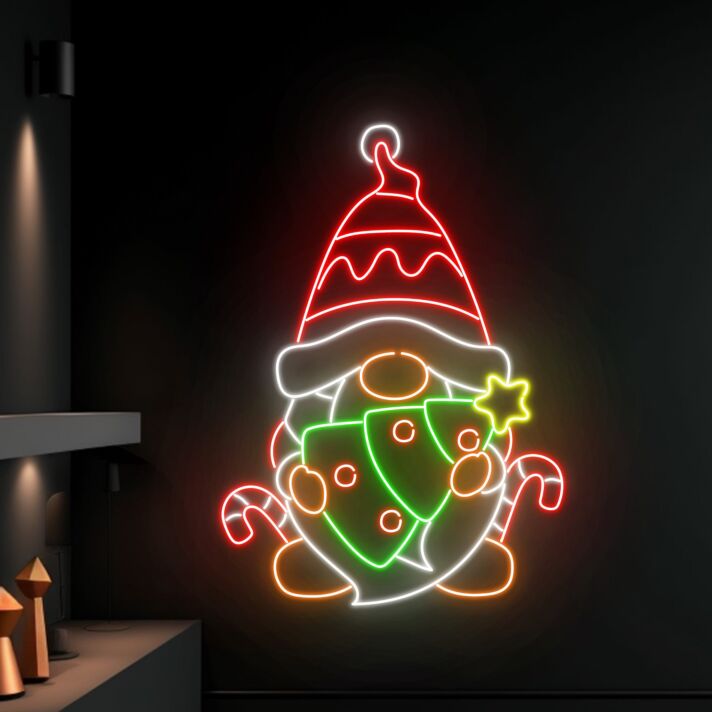 Santa Claus Hug Christmas Tree Led Neon Sign