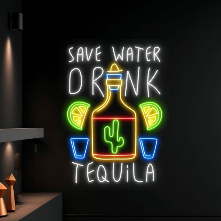 Save Water Drink Tequila Led Neon Sign
