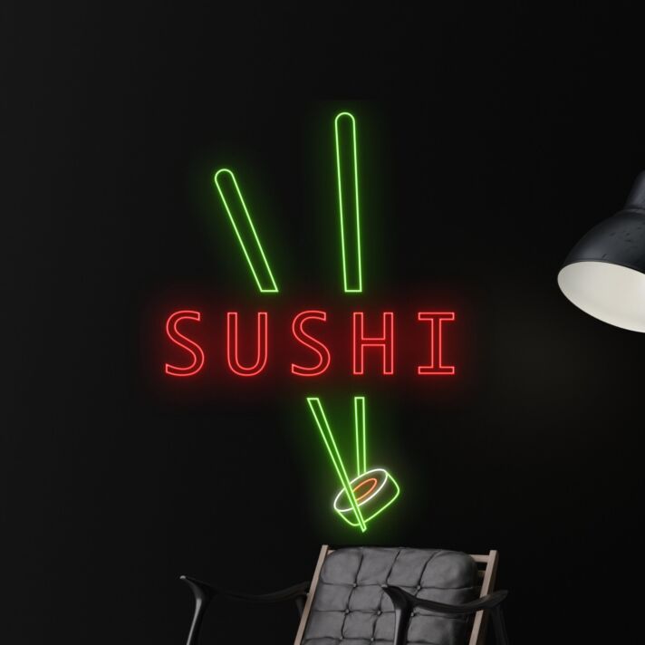 Sign Sushi Neon Led Sign Sashimi Japanese Logo Deco Sushi Wall Deco