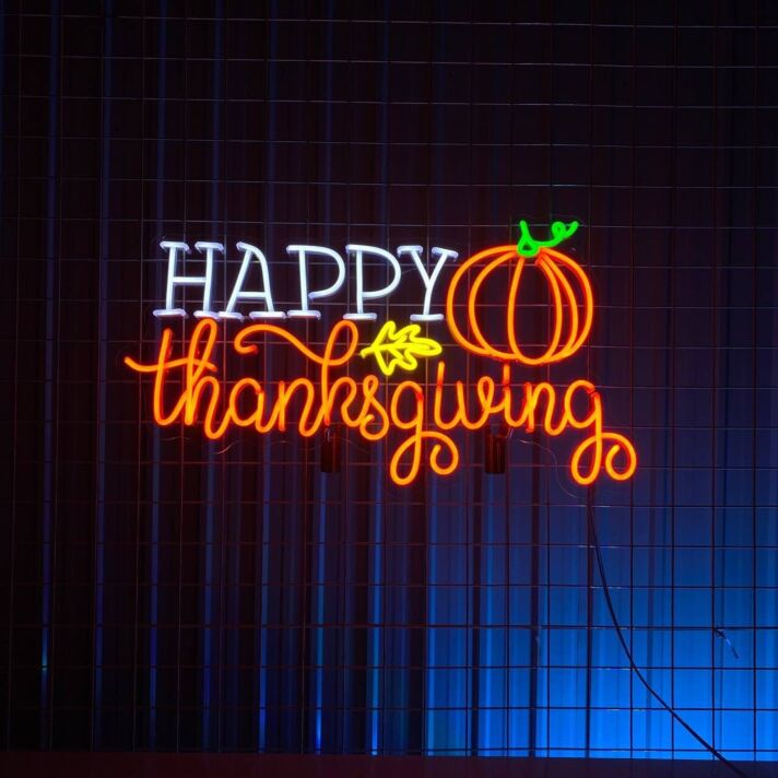 Thankful Grateful And Blessed Led Neon Sign Thanksgiving Pumpkin Led Neon Sign