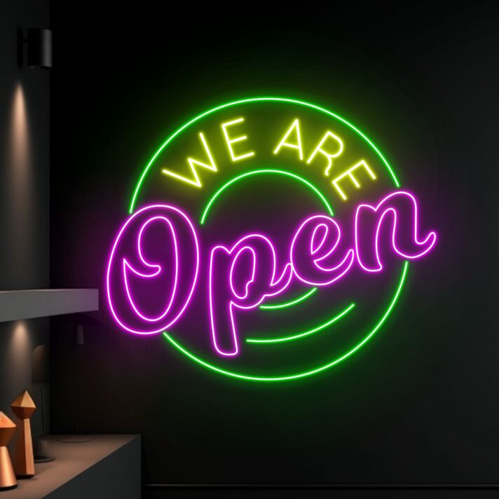 We Are Open Led Neon Sign Restaurant Welcome Decor
