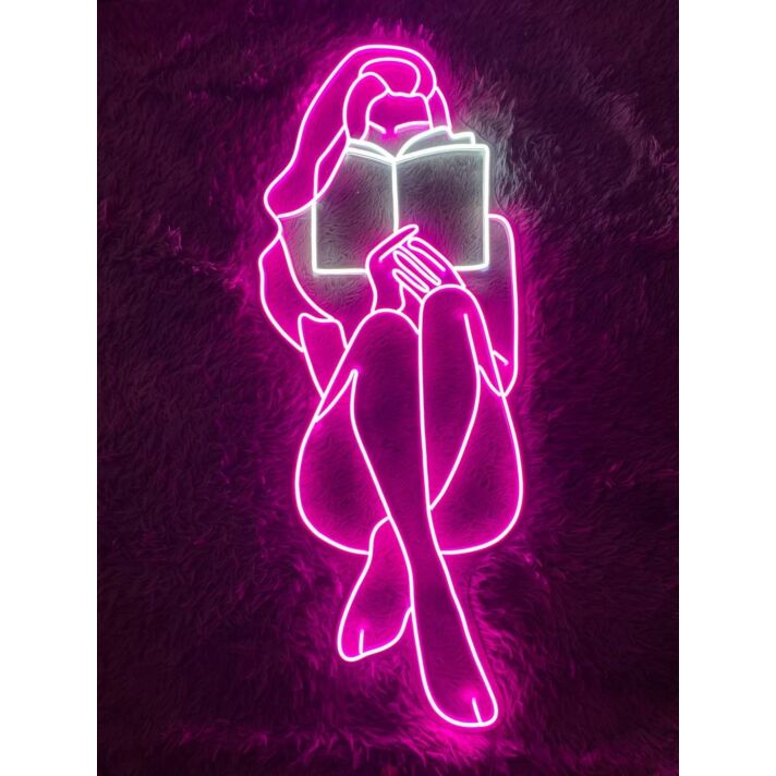Woman Reading Book Led Neon Sign Woman Book Neon Led Sign Quote Bookworm Bedroom Deco
