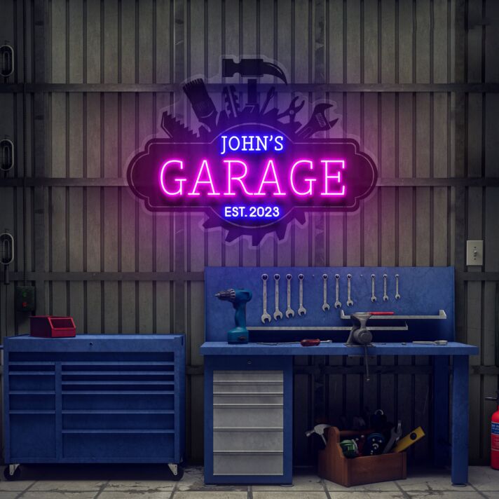Garage Sign For Men Garage Decor Led Uv Neon Sign