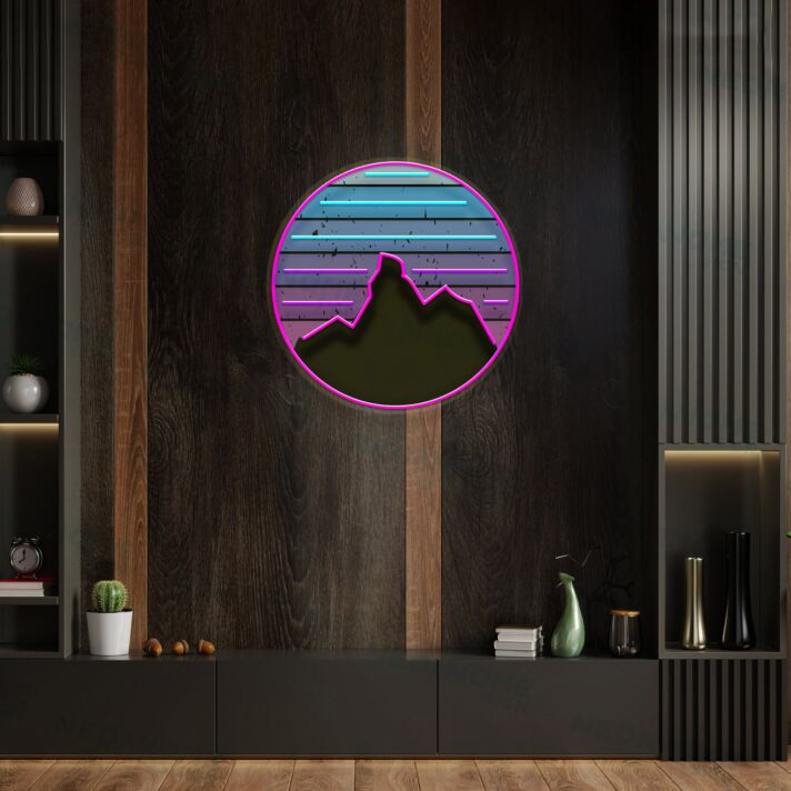 Sunset Wall Art Led Uv Neon Sign Purple Sunset Art Decor