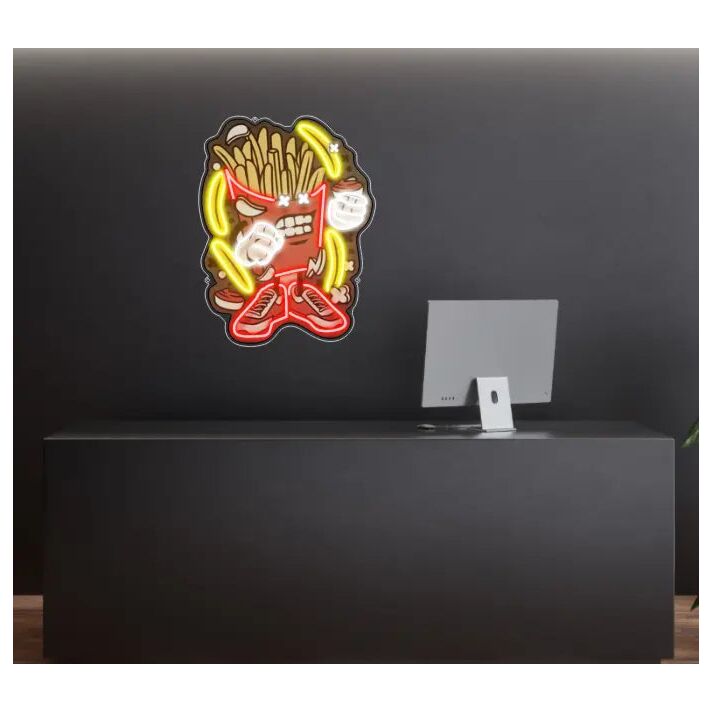 French Fries Cartoon Uv Light Neon Art And Easy Install