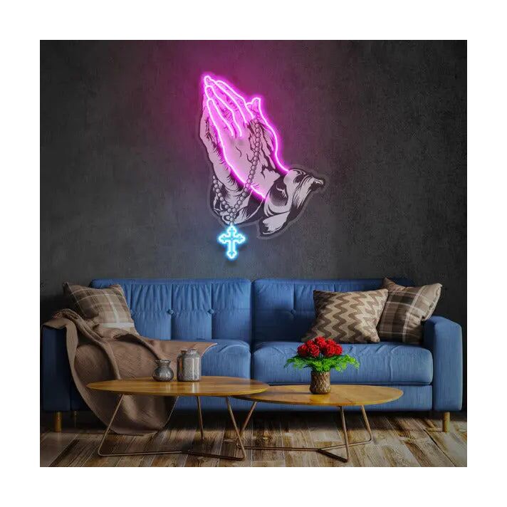 Praying Hands Uv Light Divine Neon Art And Easy Installation