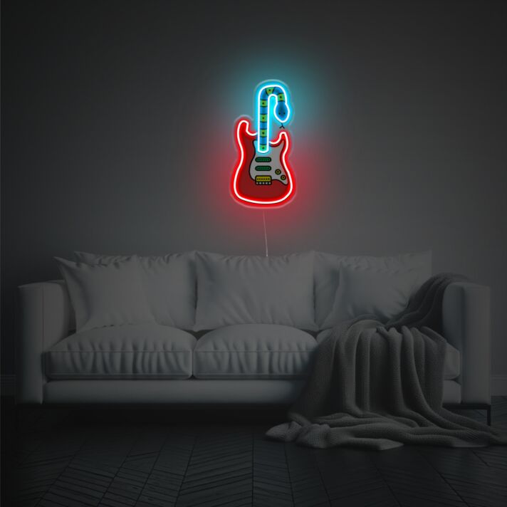 Electric Guitar With Snake LED Neon Acrylic Artwork