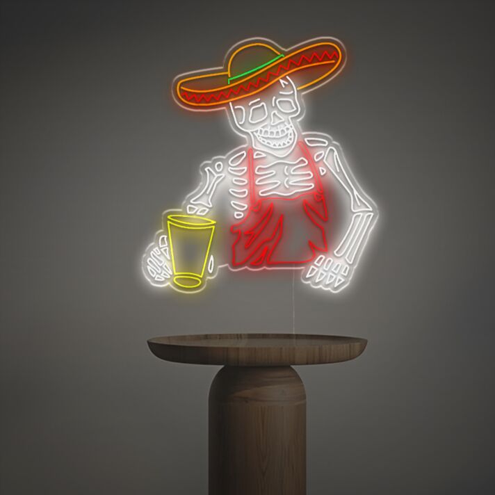 Mexico Skeleton Man LED Neon Sign 40 inch