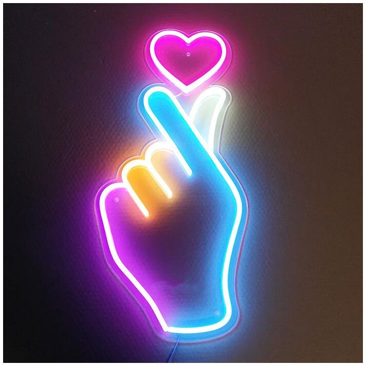 Finger Heart Neon Sign