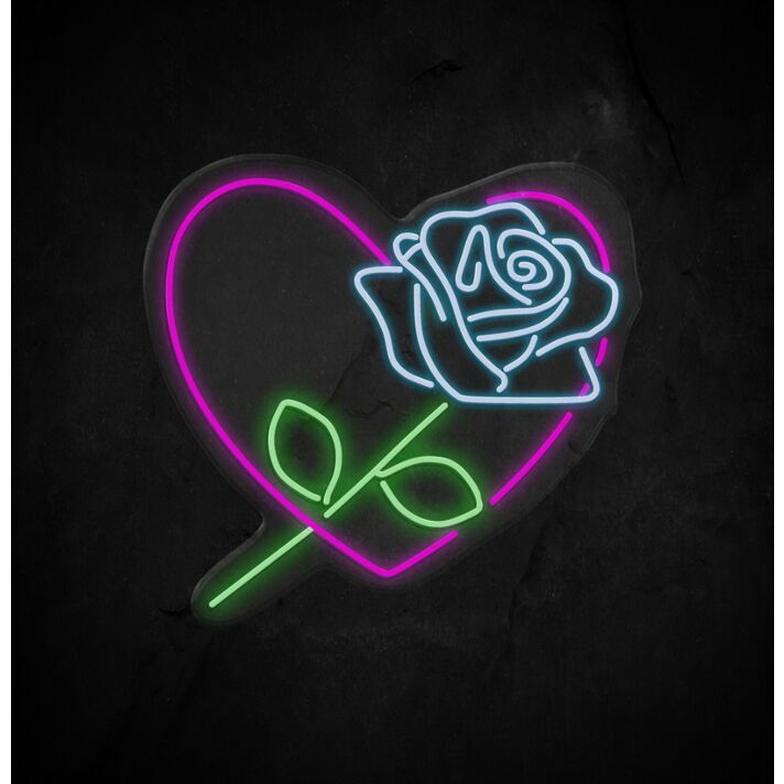 Rose X Heart Neon Sign