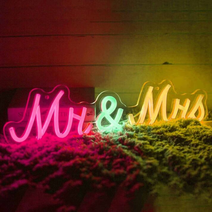Bright Vivid Mr. & Mrs. Wedding LED Neon Sign